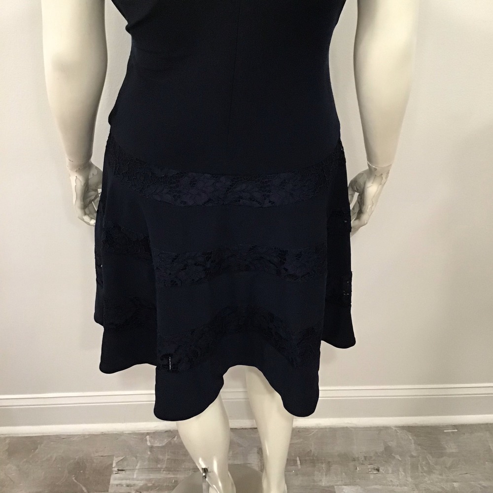 Lauren Ralph Lauren Dress Women 16 Navy Blue New Lace Trim Surplice V-Neck - Picture 4 of 16
